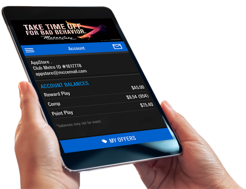 Tablet with account info